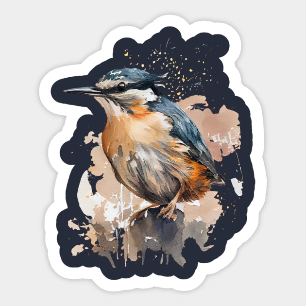 Nuthatch Bird On A Tree Branch Sticker by CreativeDesignsx